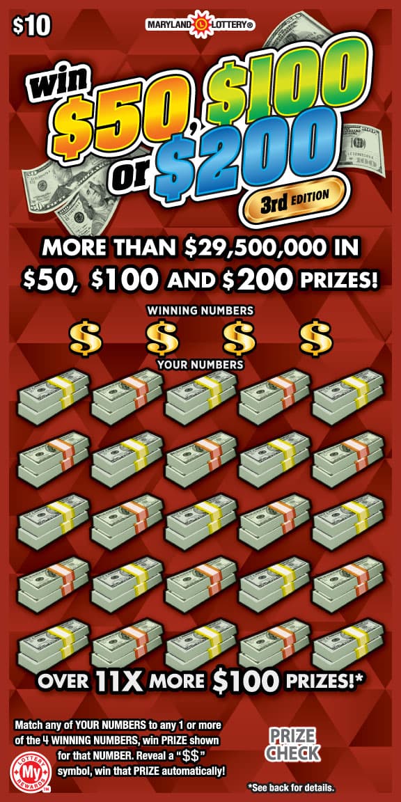 WIN $50, $100 OR $200 scratch-off ticket