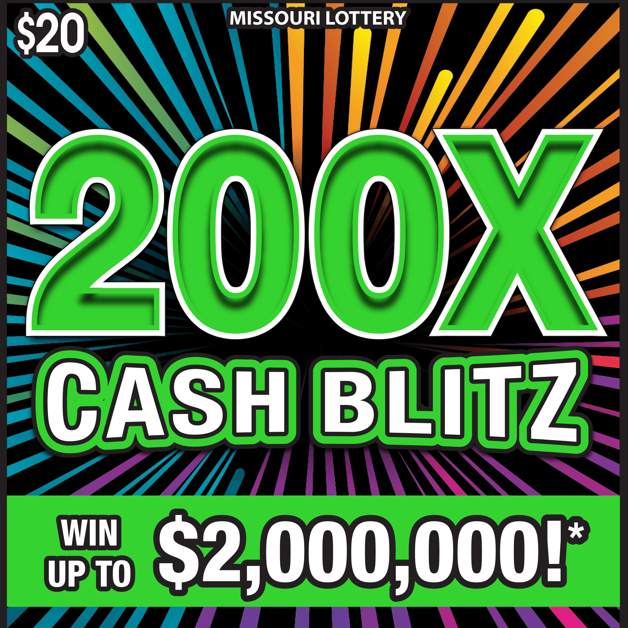 200X CASH BLITZ scratch-off ticket