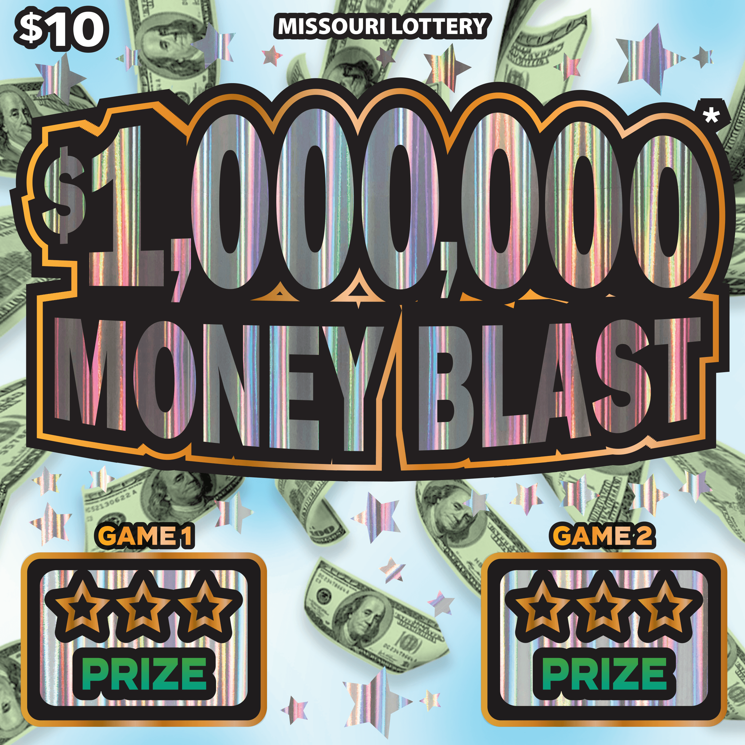 $1,000,000* MONEY BLAST scratch-off ticket
