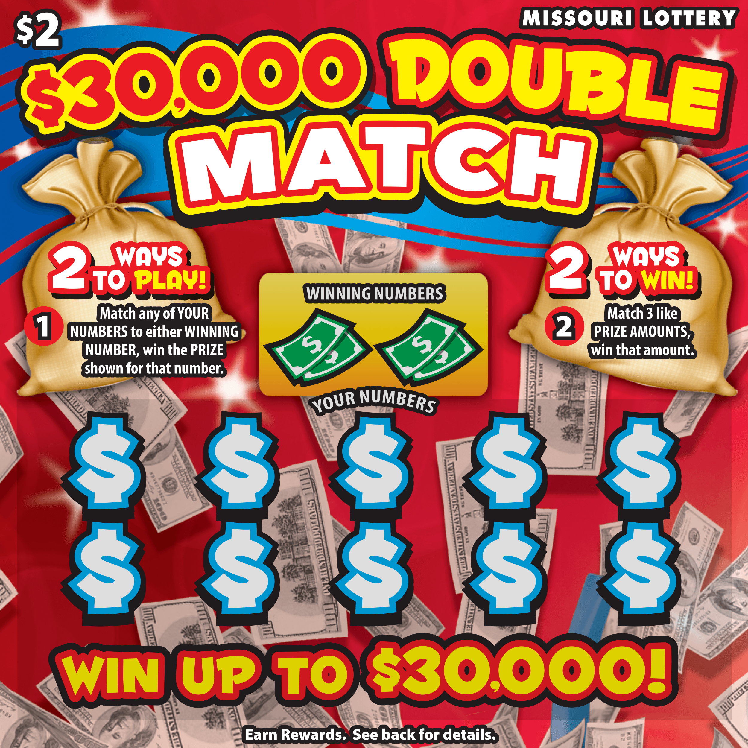 $30,000 DOUBLE MATCH scratch-off ticket