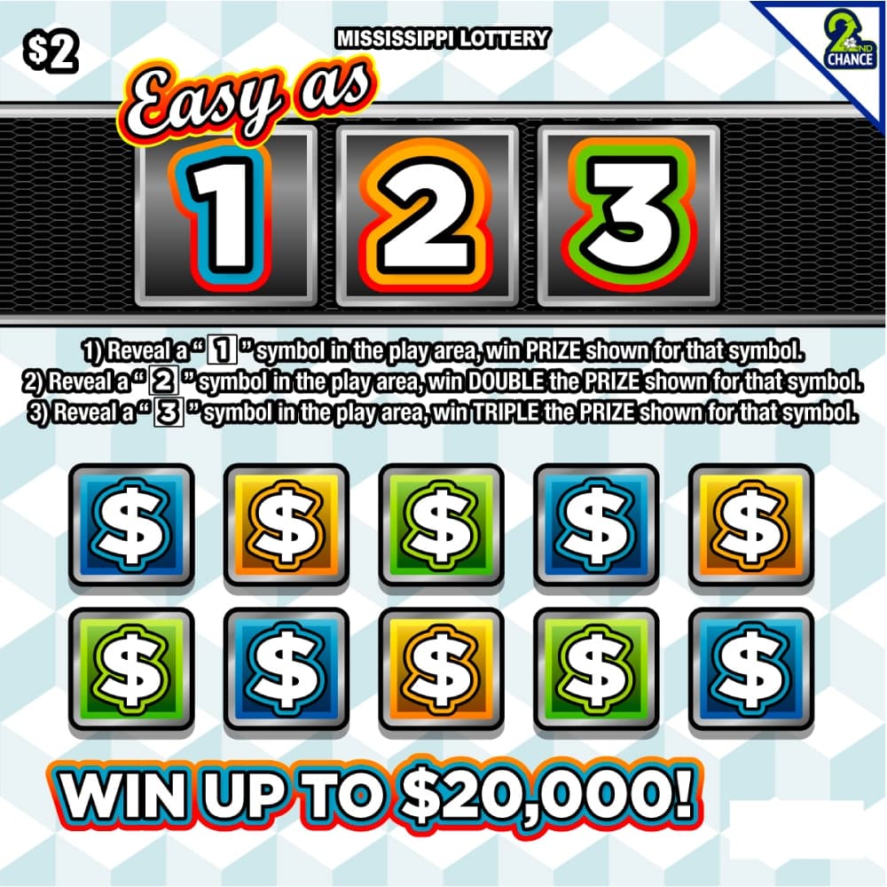 EASY AS 1 2 3 scratch-off ticket