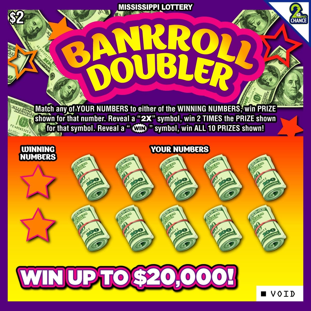 BANKROLL DOUBLER scratch-off ticket