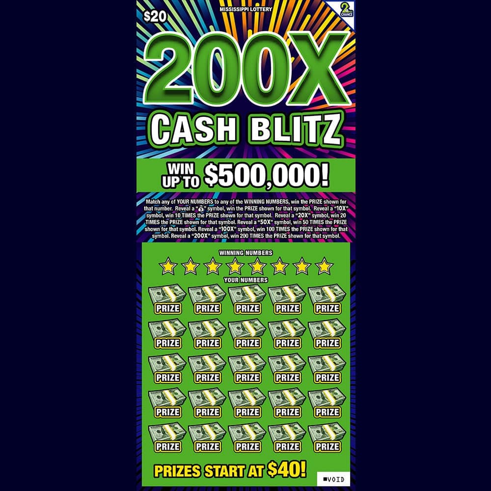 200X CASH BLITZ scratch-off ticket
