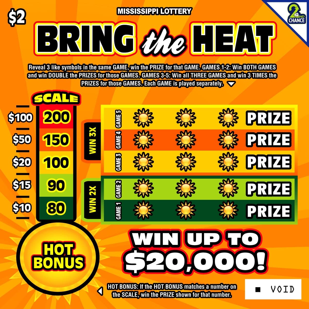 BRING THE HEAT scratch-off ticket