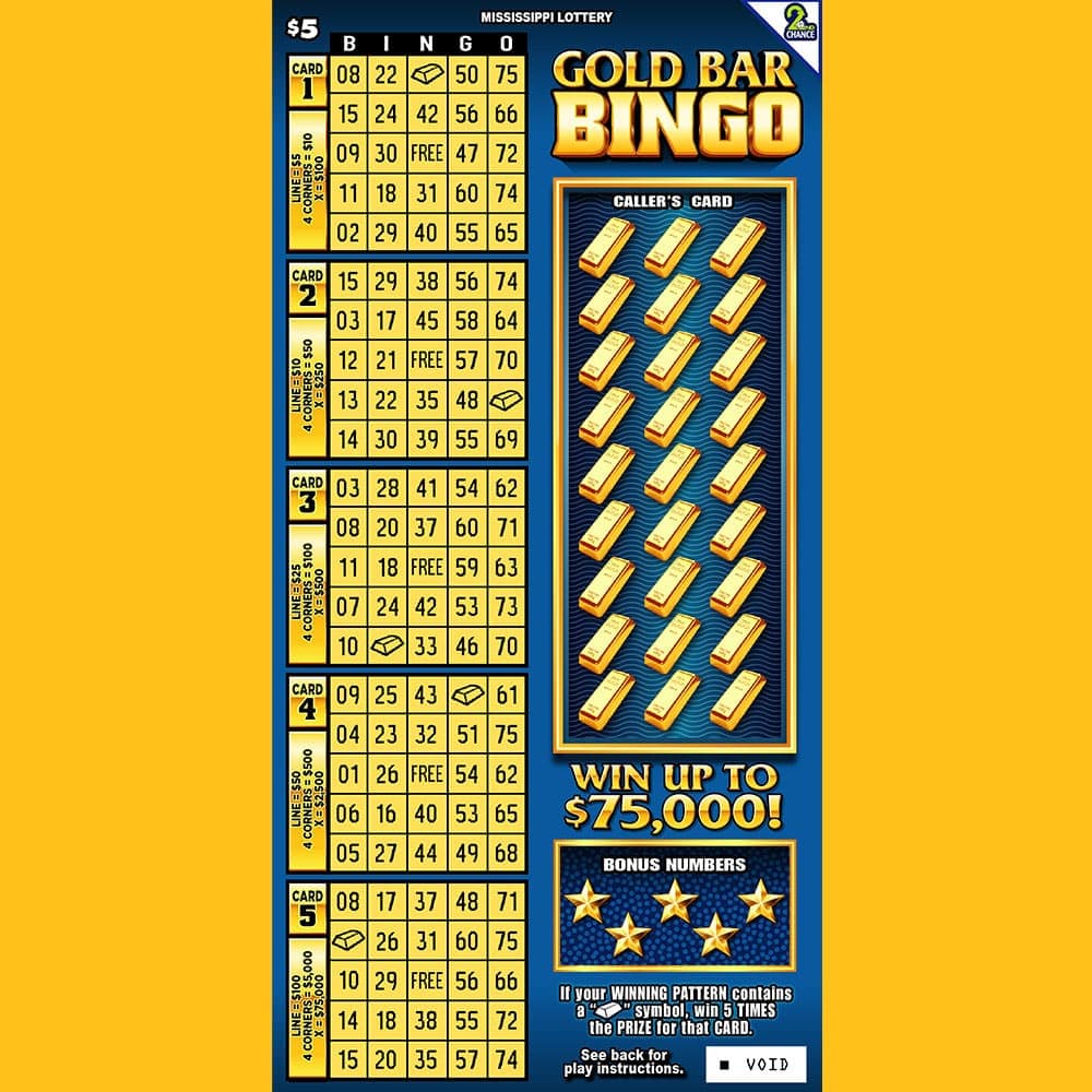 GOLD BAR BINGO scratch-off ticket