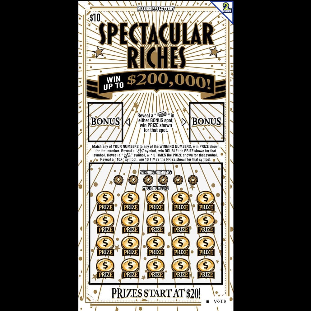 SPECTACULAR RICHES scratch-off ticket