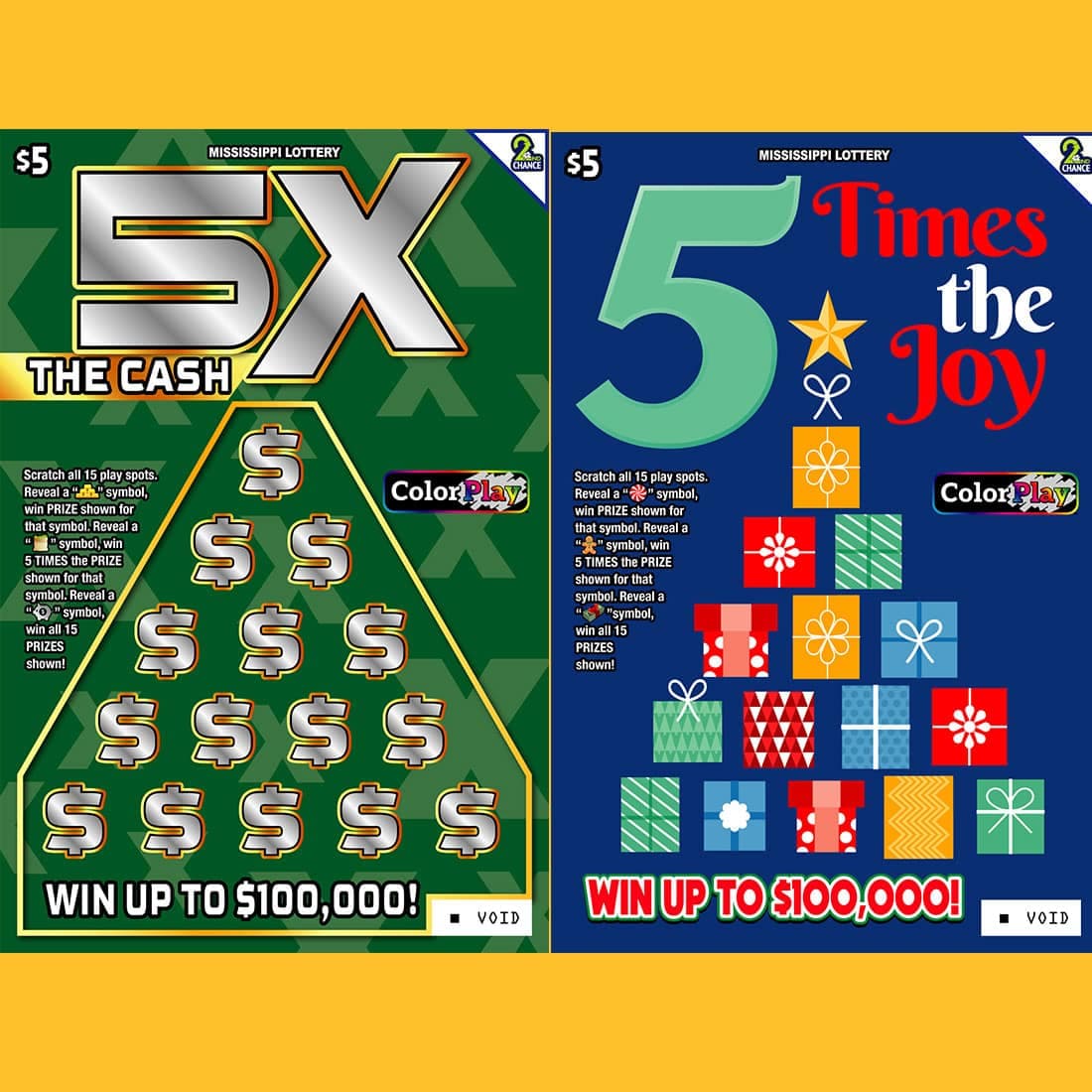 5X THE CASH / 5 TIMES THE JOY scratch-off ticket