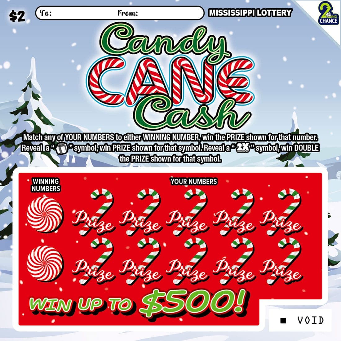CANDY CANE CASH scratch-off ticket