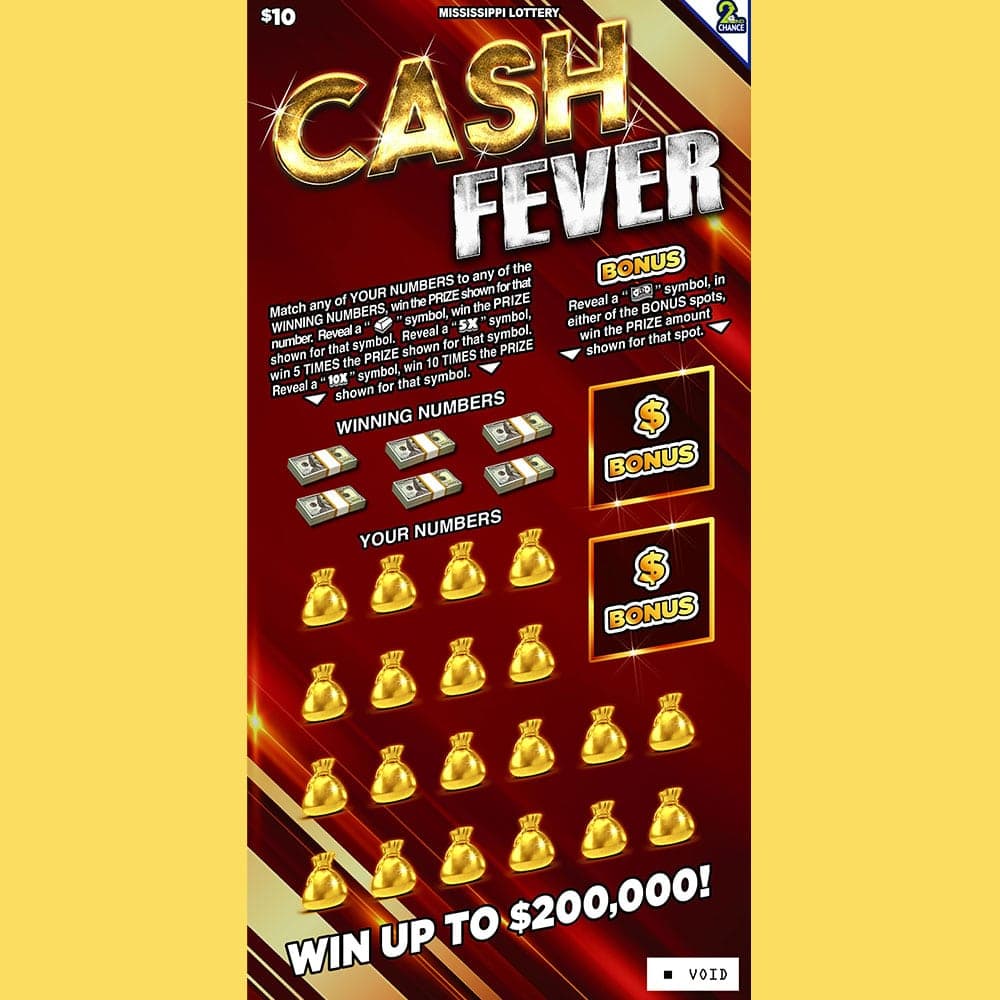 CASH FEVER scratch-off ticket