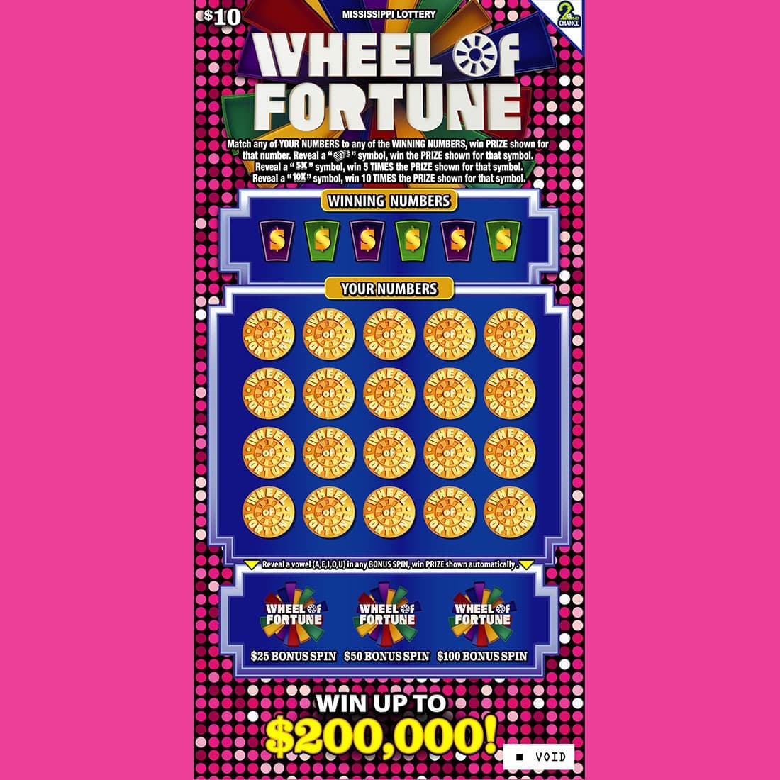 WHEEL OF FORTUNE ($10) scratch-off ticket