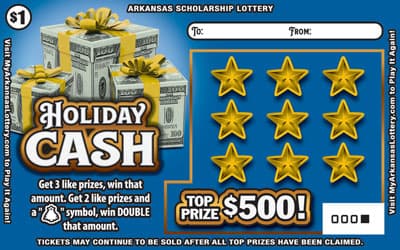 HOLIDAY CASH scratch-off ticket
