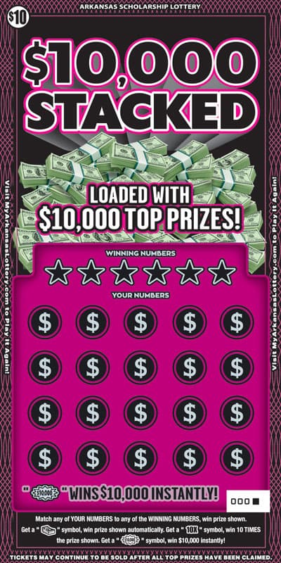 $10,000 STACKED scratch-off ticket