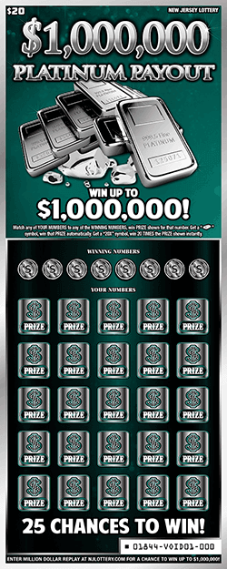 $1,000,000 PLATINUM PAYOUT scratch-off ticket