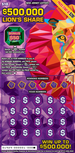 $500,000 LION'S SHARE scratch-off ticket