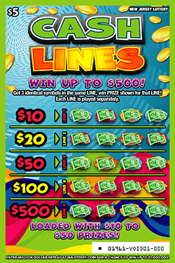 CASH LINES scratch-off ticket