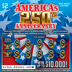 AMERICA'S 250TH ANNIVERSARY scratch-off ticket