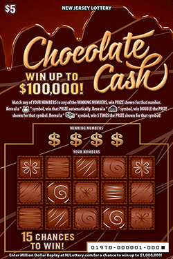 CHOCOLATE CASH scratch-off ticket
