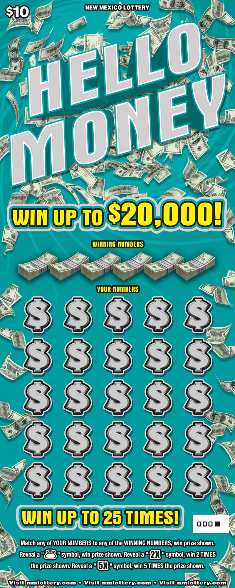 HELLO MONEY scratch-off ticket