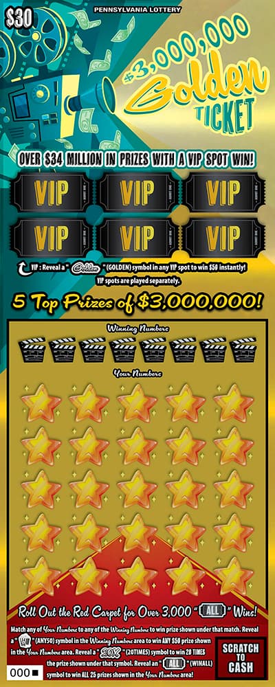 $3,000,000 GOLDEN TICKET scratch-off ticket