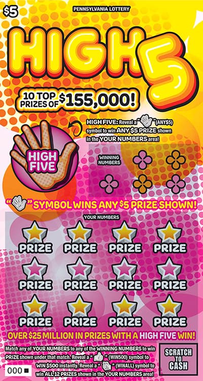 HIGH 5 scratch-off ticket