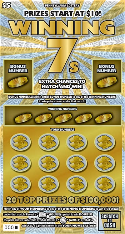 WINNING 7S scratch-off ticket