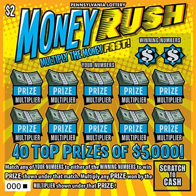 MONEY RUSH scratch-off ticket