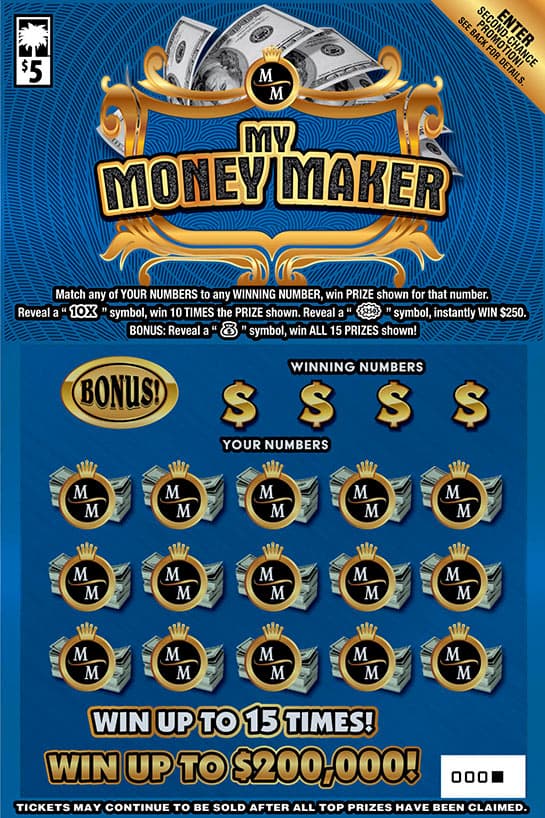 MY MONEY MAKER ($5) scratch-off ticket