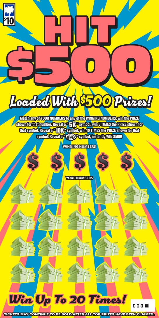 HIT $500 scratch-off ticket