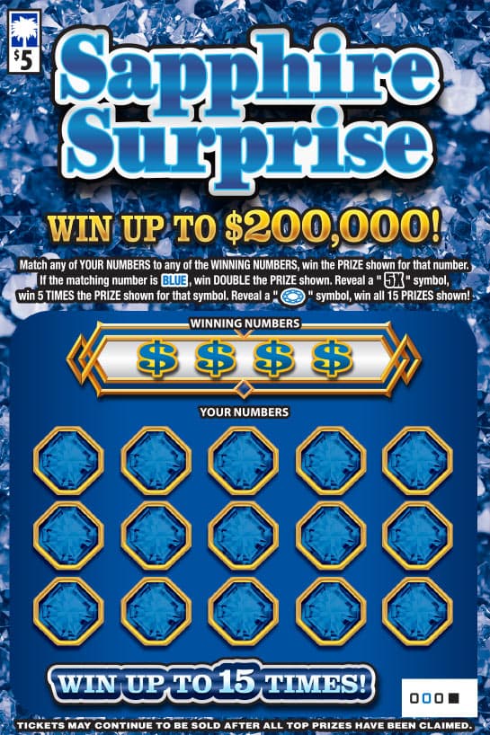 SAPPHIRE SURPRISE scratch-off ticket