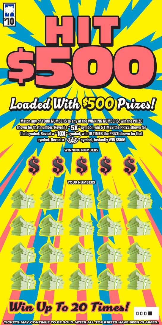 HIT $500 scratch-off ticket