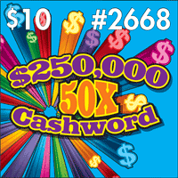 $250,000 50X CASHWORD scratch-off ticket